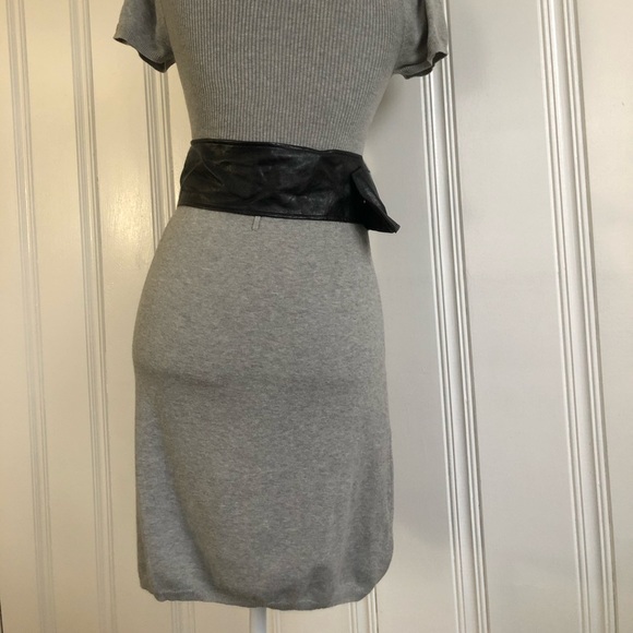 Gray half-ribbed turtleneck sweater dress - Picture 3 of 3
